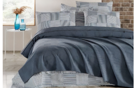 Cotton Blanket/Bedspread PIQUE – Anthracite